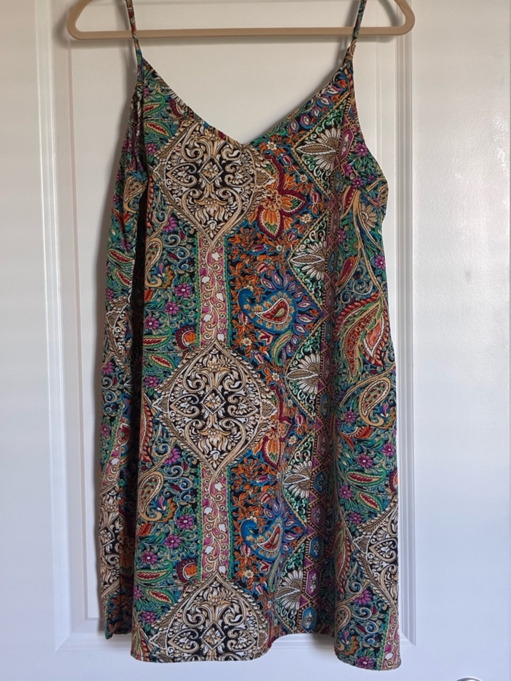 SHEIN Teal Purple Orange Paisley Slip Dress - Picture 2 of 10